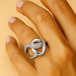 "Embrace" Ring – 925 Sterling Silver with Zirconia, Silver, Yellow or Rose Gold Finish