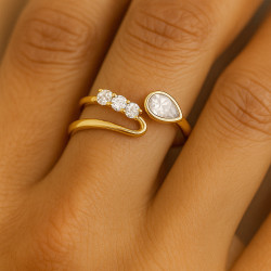 "Mirage" Ring – 925 Sterling Silver with Rose or Yellow Gold Plating and Zirconia