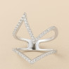 Crown Sterling Silver Ring with Rhodium Plating and Cubic Zirconia – Elegant Design