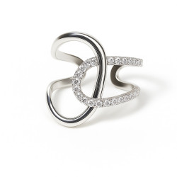 "Interlace" Adjustable Sterling Silver Ring with Cubic Zirconia – Elegant Open Design