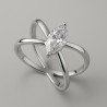 Ring "Marquise" – sterling silver ring with rhodium plating and marquise-cut cubic zirconia