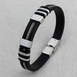 Men’s Silicone & Stainless Steel Bracelet – Urban Style