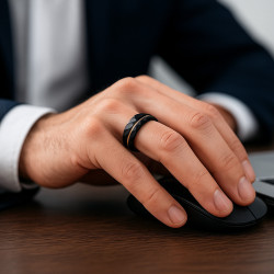 Titan Men’s Tungsten Carbide Ring – Black Matte & Gold Interior