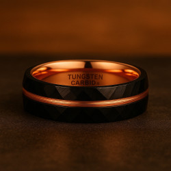 Titan Men’s Tungsten Carbide Ring – Black Matte & Gold Interior