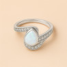 Moonstone and Zirconia Ring – Sterling Silver, Yellow or Rose Gold Plated