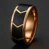 "V-Edge" Men’s Ring – Tungsten Carbide & Rose Gold, 8mm