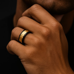 "Force" Men’s Ring – Tungsten Carbide & Hand-Textured Steel, 8mm