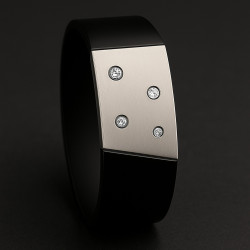 "Code" Ring – Men’s Titanium-Coated Stainless Steel Ring with Zirconia