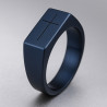 "Truth" Ring – Stainless Steel with Matte Blue Titanium and Engraved Cross, 8mm