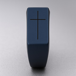 "Truth" Ring – Stainless Steel with Matte Blue Titanium and Engraved Cross, 8mm
