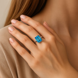 "Skylight" Ring – Sterling Silver with Blue Topaz and Zirconia