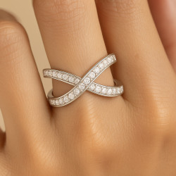 Infinity Adjustable Ring – Sterling Silver 925 with Zirconia and Gold Plating