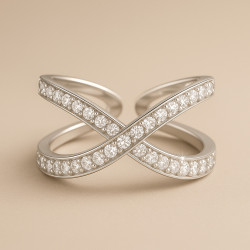 Infinity Adjustable Ring – Sterling Silver 925 with Zirconia and Gold Plating