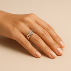 "Glide" Ring – Sterling Silver 925 with Zirconia Accents
