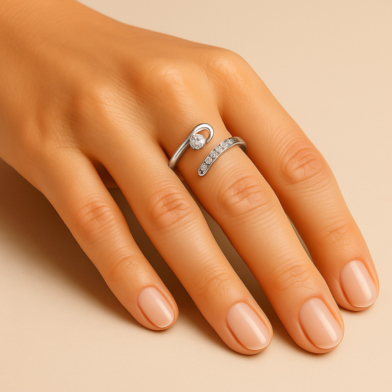 "Spark" Adjustable Ring – Sterling Silver with Zirconia, Three Finishes "Spark" Adjustable Ring – Sterling Silver with Zirconia, Three Finishes