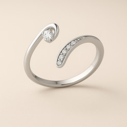 "Spark" Adjustable Ring – Sterling Silver with Zirconia, Three Finishes