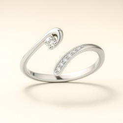 "Spark" Adjustable Ring – Sterling Silver with Zirconia, Three Finishes