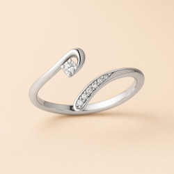 "Spark" Adjustable Ring – Sterling Silver with Zirconia, Three Finishes