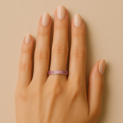 Pink Sparkle Ring – Sterling Silver Women's Ring with Pink Gradient Zirconia