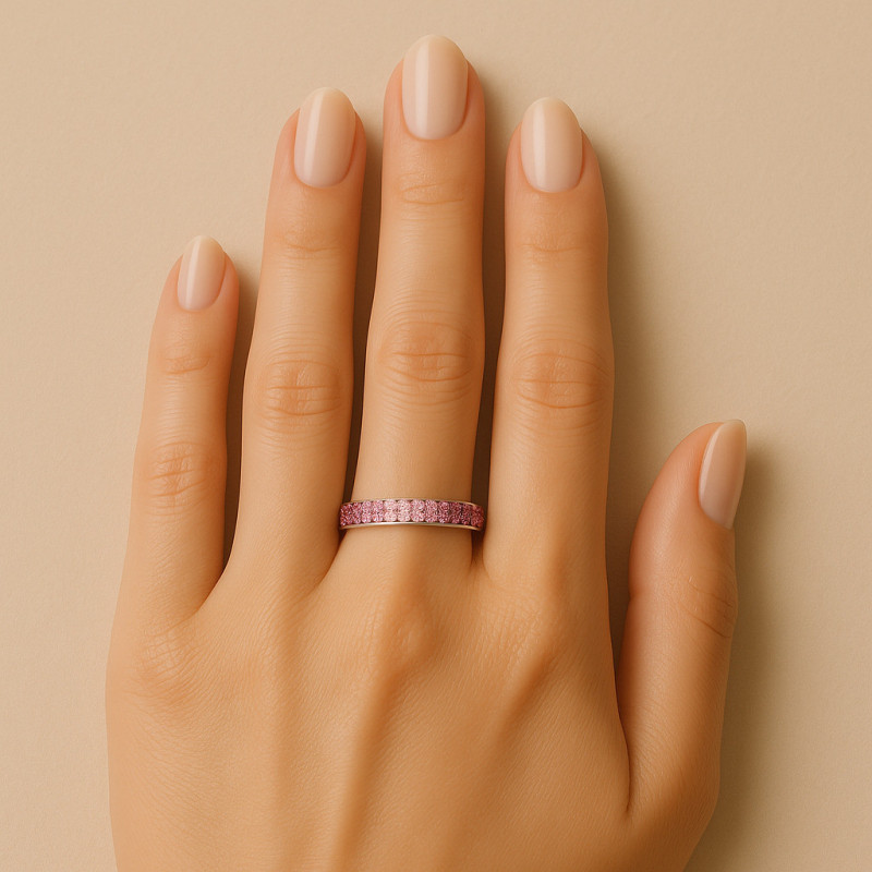Pink Sparkle Ring – Sterling Silver Women's Ring with Pink Gradient Zirconia Pink Sparkle Ring – Sterling Silver Women's Ring with Pink Gradient Zirconia