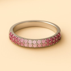 Pink Sparkle Ring – Sterling Silver Women's Ring with Pink Gradient Zirconia