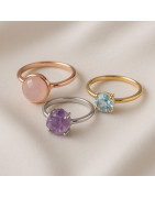 Women natural stone rings